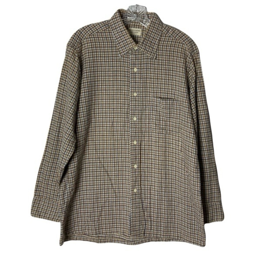 Vintage Saks Fifth Avenue Single Needle Tailoring Plaid Flannel Button Shirt L